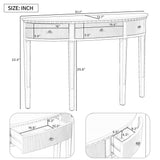 U-Style Distinctive Features of Pine Veneer Console Table with Vertical Stripe Drawer Fronts and Four Legs