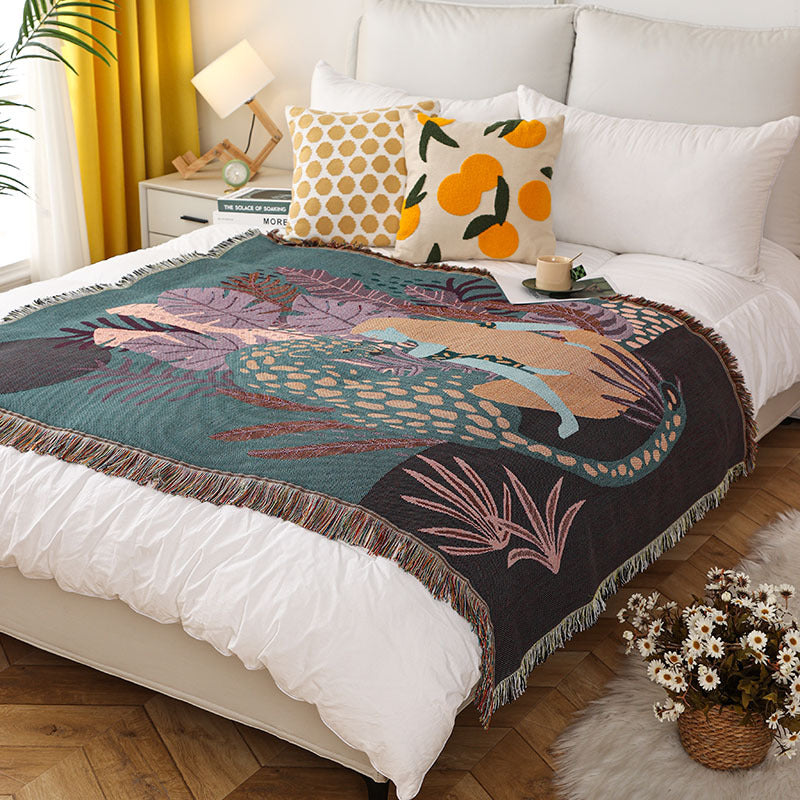 Artistic Cotton-Acrylic Knit Throw Blanket – Elegant American Style Designs