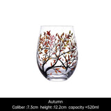 Hand-painted crystal glass wine goblet with four seasons design on premium crystal