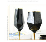 Pure Black Crystal Golden Edge Wine Glass Goblet Light Luxury Irregular Model Room Special Champagne Cup Whiskey Beer Glasses