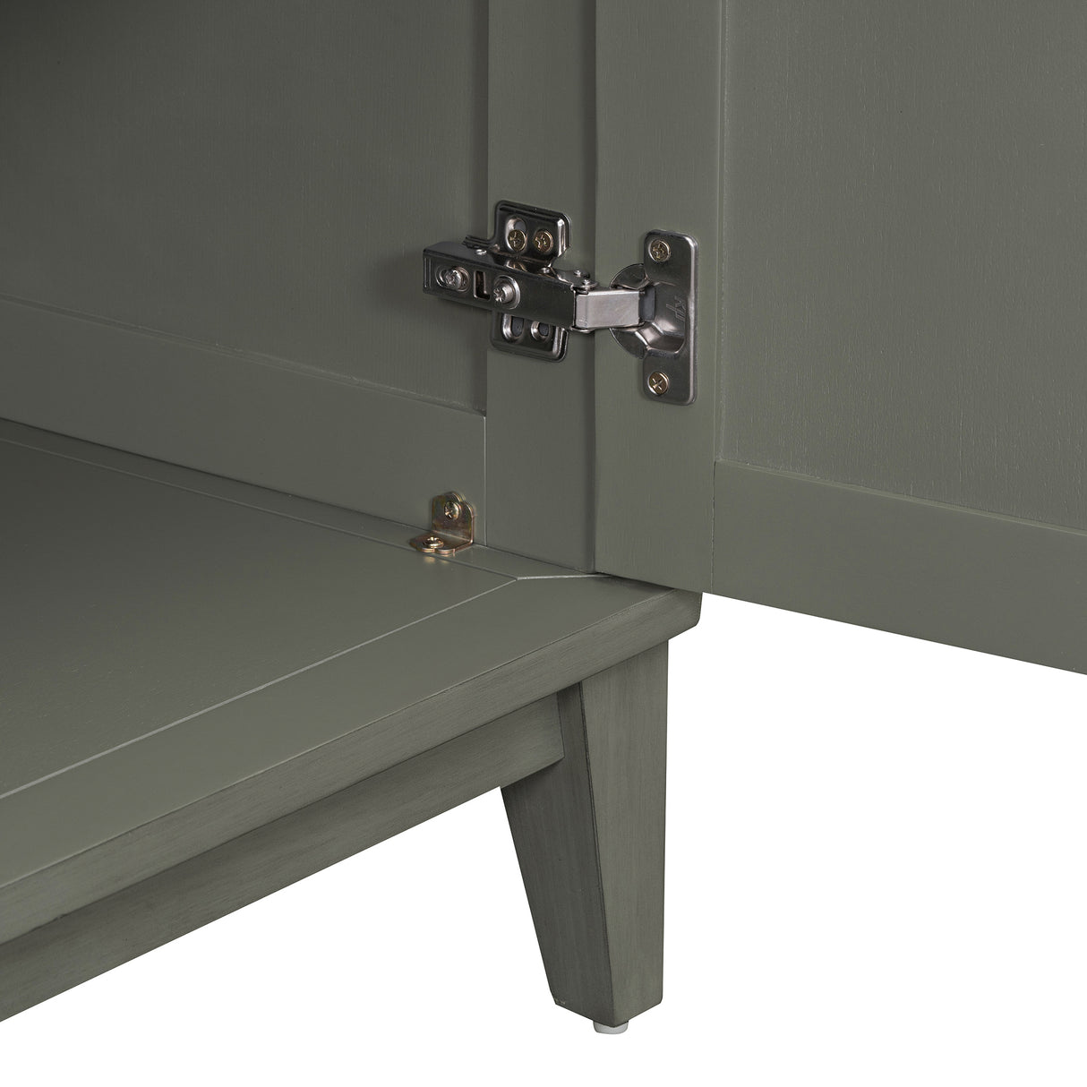 Side panel with 4-door large storage buffet, adjustable shelves and metal handles (antique gray)