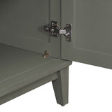 Side panel with 4-door large storage buffet, adjustable shelves and metal handles (antique gray)