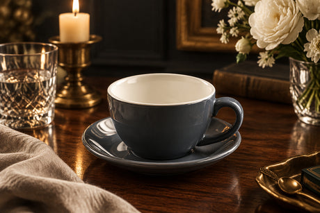 Fika Nordic Ceramic Latte Mug with Contrast Rim, 10 oz