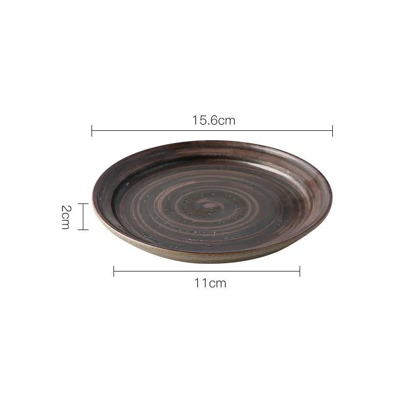 Coarse pottery coffee cup and plate set creative handmade retro coffee cup artistic cup plate milk cup Julia M Home & Kitchen