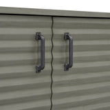 Side panel with 4-door large storage buffet, adjustable shelves and metal handles (antique gray)