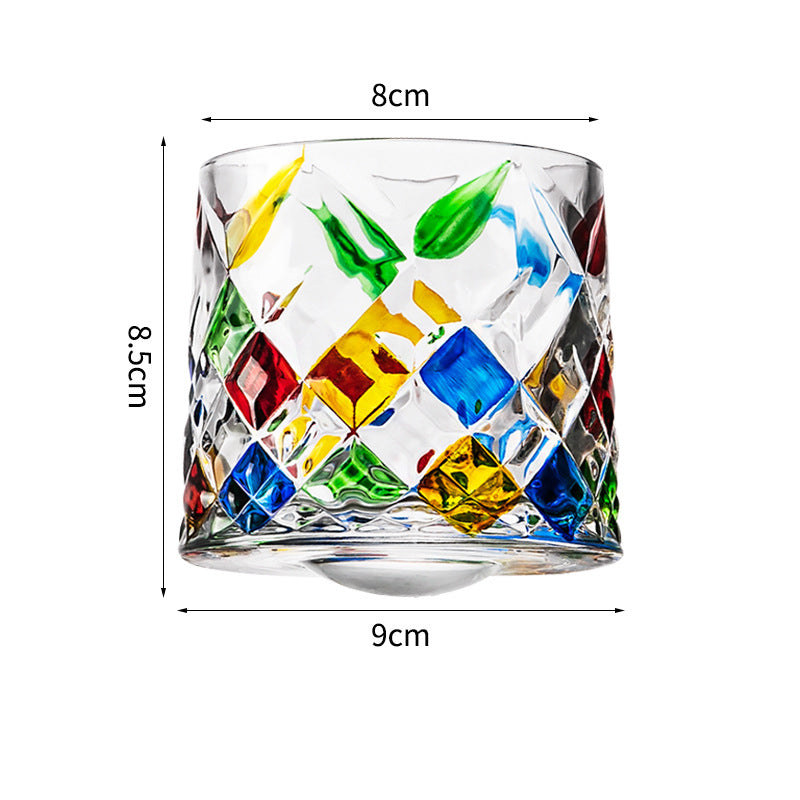 Hand drawn rotating glass cups multiple multi-purpose whiskey glasses rotating glass cups Julia M Home & Kitchen