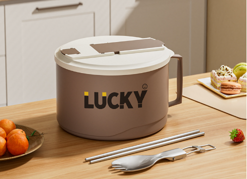 Large capacity 316 stainless steel anti-scalding drainable instant noodle bowl with cutlery lunch box
