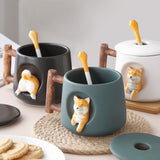 Cute Ceramic Mug with Lid & Spoon for Couples