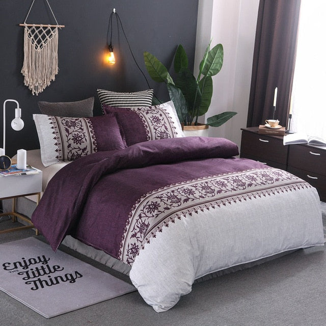 Modern Printed Polyester Duvet Cover Set with Pillowcases