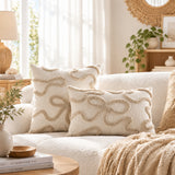 Bow Line Embroidered Pillow Cover
