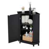 Black Bathroom Cabinet Triangle Corner Storage Cabinet with Adjustable Shelf Modern Style MDF Board