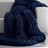 Nordic Chunky Knit Blanket Handmade Crochet Throw Knitted Blanket Sofa Blanket Oversized Woolen Blanket