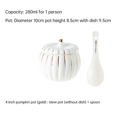 Creative Ceramic Pumpkin Cup, Steamed Egg Cup, Stewed Pot with Cover, Pure White Mini Bird's Nest Cup, Soup Cup - Julia M LifeStyles