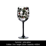 Light luxury ins crystal glass wine glass hand-painted household goblet four seasons painted wine glass - Julia M LifeStyles