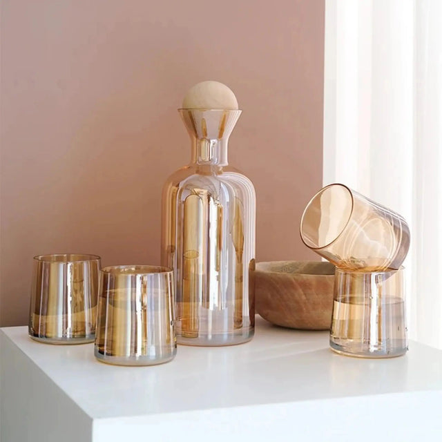 Eco-Friendly Glass Drinkware Set with Stylish Bottle & 4 Cups - Julia M LifeStyles