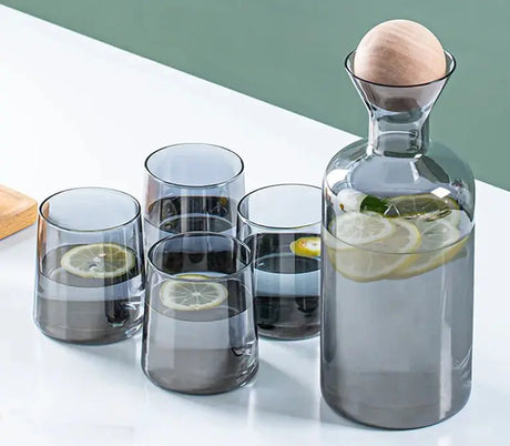 Eco-Friendly Glass Drinkware Set with Stylish Bottle & 4 Cups - Julia M LifeStyles