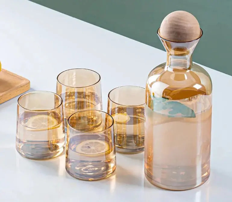 Eco-Friendly Glass Drinkware Set with Stylish Bottle & 4 Cups - Julia M LifeStyles