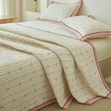 Beige Floral Reversible Quilt Set - 3 Pieces, Twin/Queen Size - Julia M LifeStyles