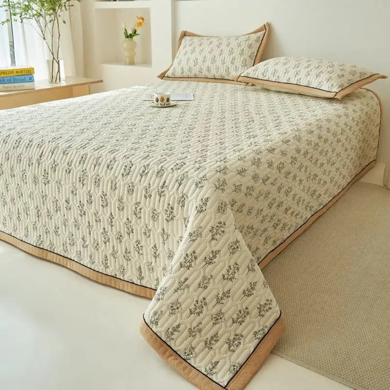 Elegant Beige Floral Reversible Quilt Set - Twin/Queen Size Julia M LifeStyles
