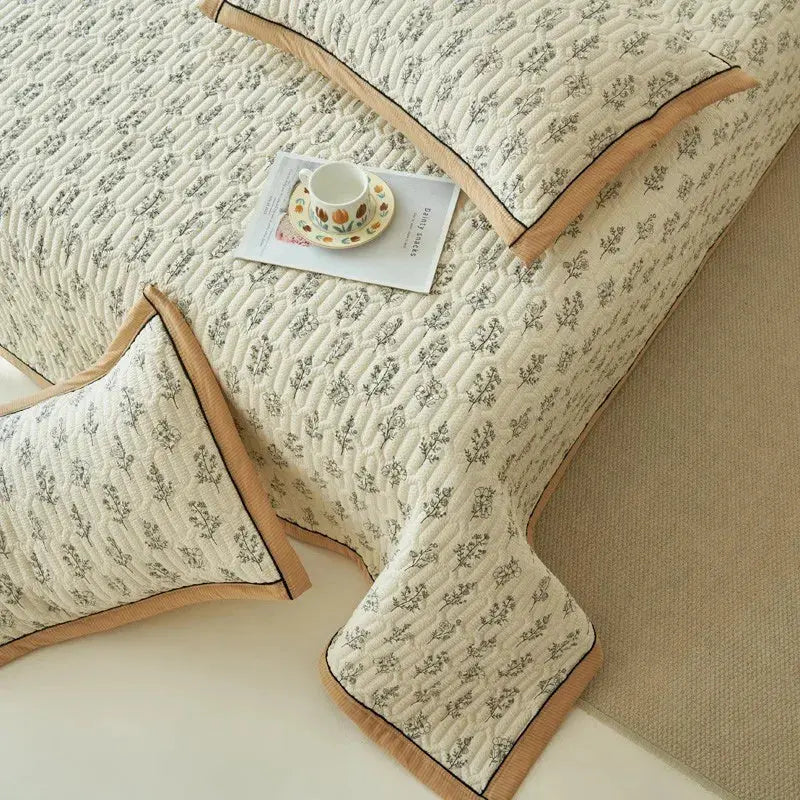 Elegant Beige Floral Reversible Quilt Set - Twin/Queen Size Julia M LifeStyles