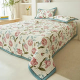 Elegant Beige Floral Reversible Quilt Set - Twin/Queen Size Julia M LifeStyles