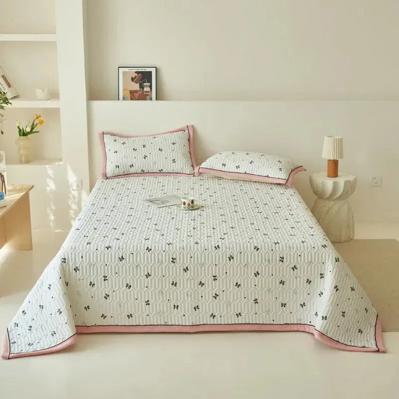 Elegant Beige Floral Reversible Quilt Set - Twin/Queen Size Julia M LifeStyles