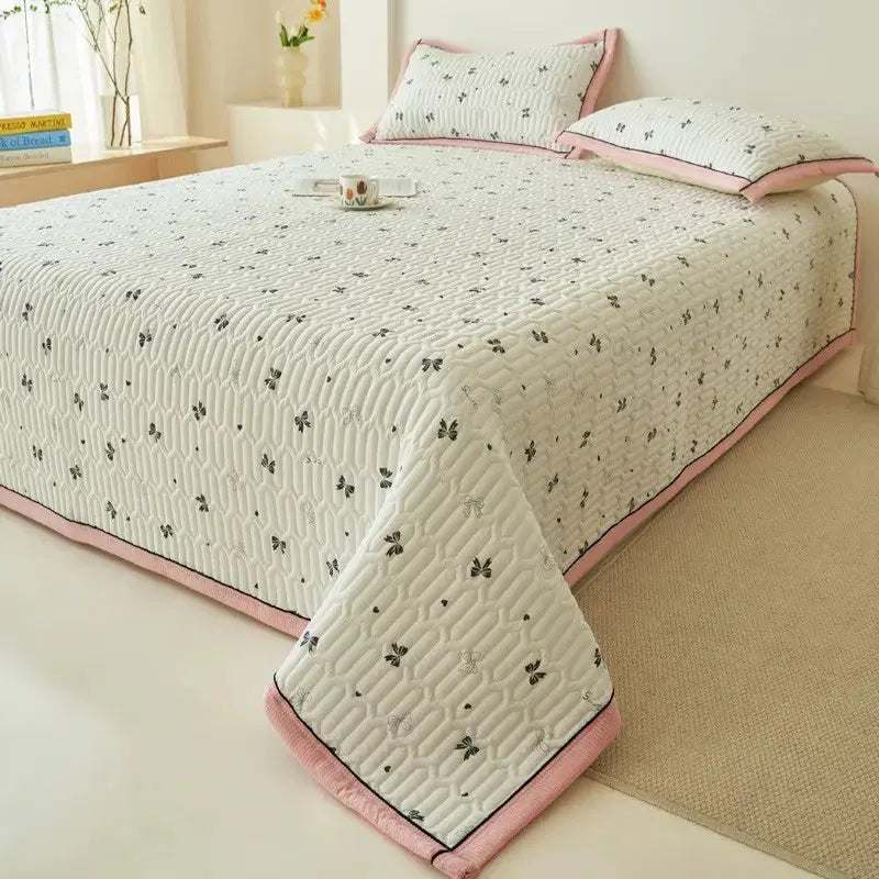 Elegant Beige Floral Reversible Quilt Set - Twin/Queen Size Julia M LifeStyles