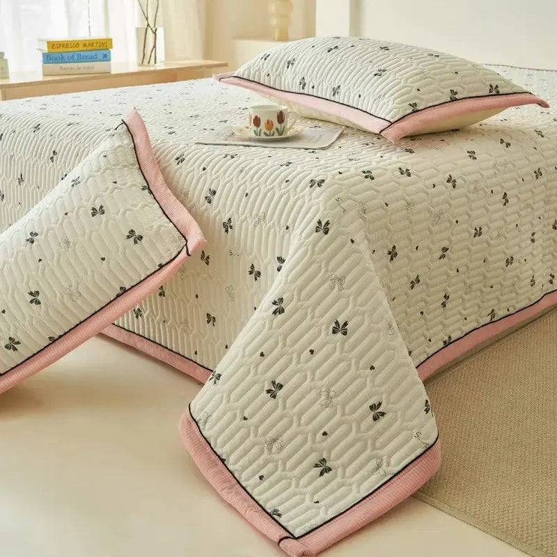 Elegant Beige Floral Reversible Quilt Set - Twin/Queen Size Julia M LifeStyles