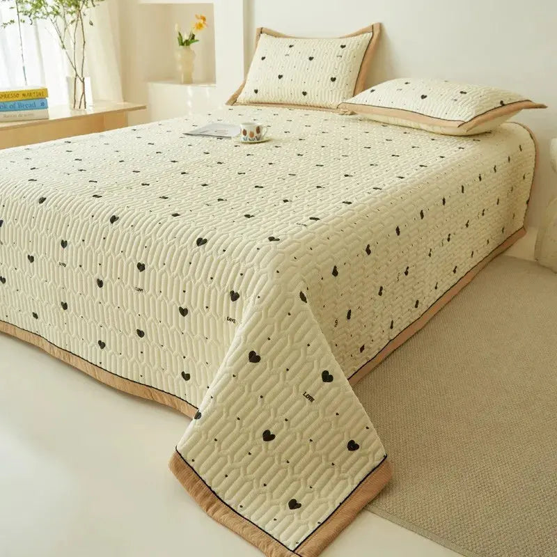 Elegant Beige Floral Reversible Quilt Set - Twin/Queen Size Julia M LifeStyles