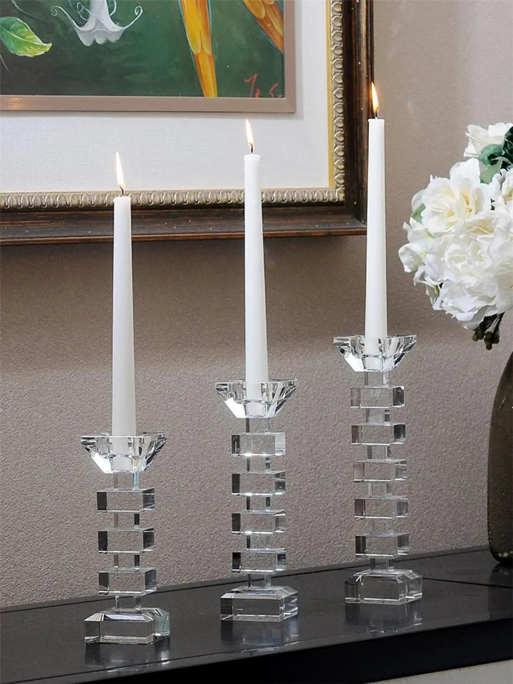 Elegant Crystal Glass Candle Holders for Romantic Weddings and Home Decor - Julia M LifeStyles