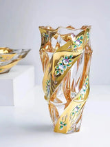 Elegant European Crystal Glass Vase with Gold Painted Enamel - Julia M LifeStyles