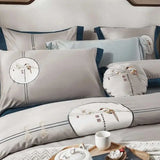 Flower Embroidered 605 Egyptian Cotton Duvet Cover Set - Julia M LifeStyles