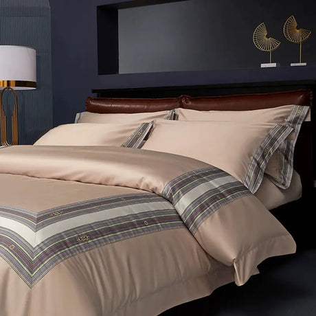 Premium Pima Cotton 4-Piece Bed Sheet Set in Geometric Design - Julia M LifeStyles