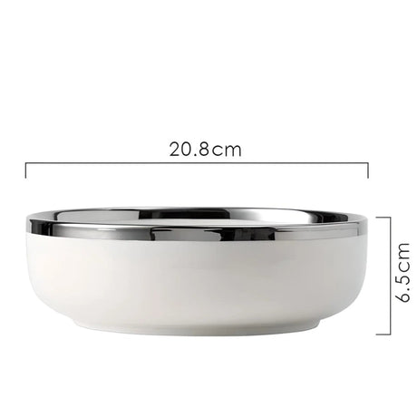 Elegant Silver-Edged Ceramic Dinner Set - Julia M LifeStyles