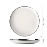 Elegant Silver-Edged Ceramic Dinner Set - Julia M LifeStyles