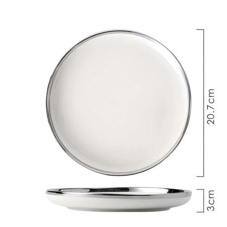 Elegant Silver-Edged Ceramic Dinner Set - Julia M LifeStyles