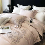 Embroidered Leaves Bedding Set - Julia M LifeStyles