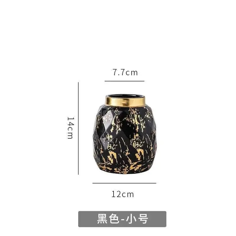 European Gilded Ceramic Vase Marble Pattern - Julia M LifeStyles
