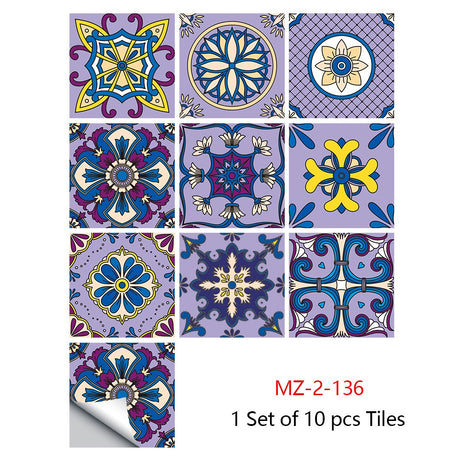 Mosaic 10-Piece Imitation Ceramic Tile Stickers Set for Home Decoration