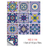 Mosaic 10-Piece Imitation Ceramic Tile Stickers Set for Home Decoration