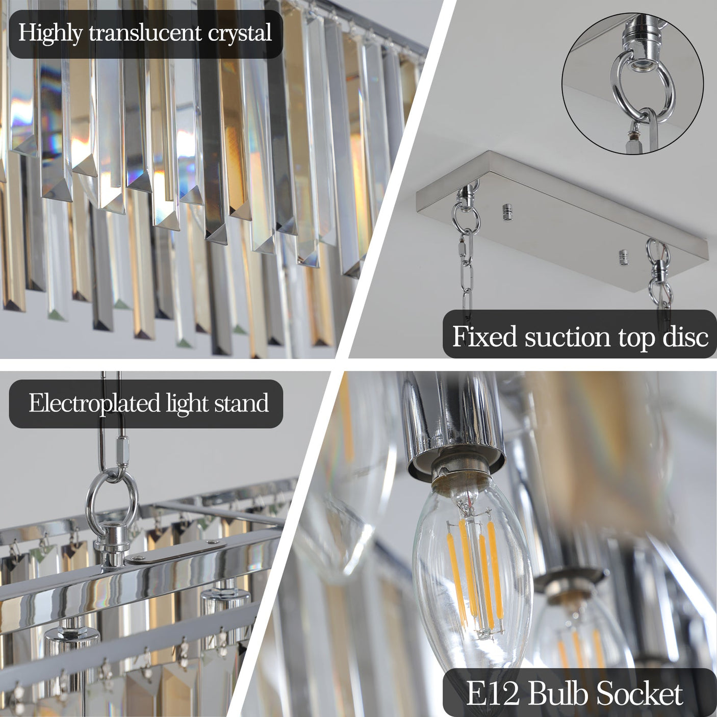 Modern Oval Crystal ceiling chandelier Luxury Home Decor Light Fixture Julia M Home & Kitchen