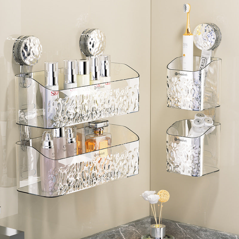 Suction tray rack bathroom shelf no punch bathroom wash table hanging basket wall hanging wall receiving rack Julia M Home & Kitchen