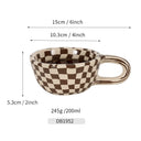 A 300ml ceramic retro couple checkerboard grid small capacity milk white wind mug coffee cups Julia M Home & Kitchen