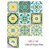 Mosaic 10-Piece Imitation Ceramic Tile Stickers Set for Home Decoration