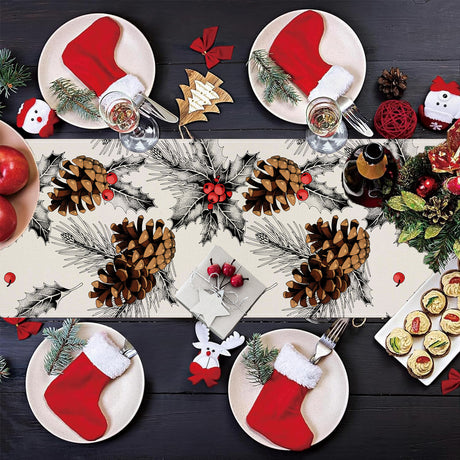 Pinecone Decoration Table Flag Christmas Home Table Decoration Tablecloth Festival Tablecloth Mat Tea Flag