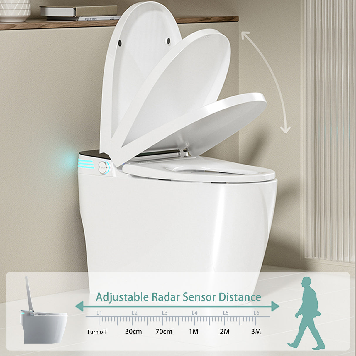 Smart Toilet with Heating, Portable Toilet with Automatic Opening and Closing, 1.28GPF Water Tank Free Toilet, White
