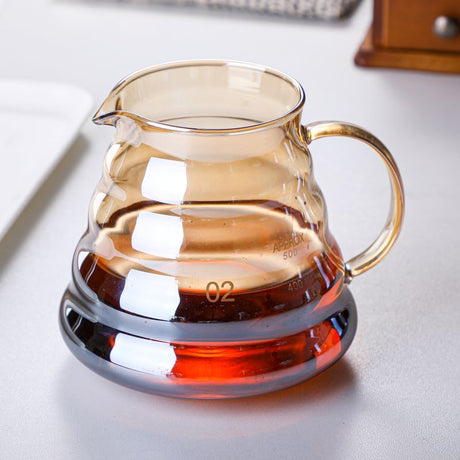 Handmade Japanese 500ml Brown Glass Mini Coffee Pot Set