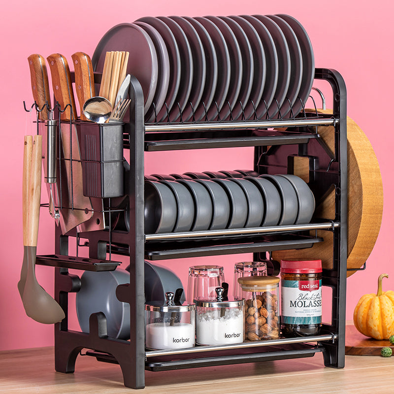 2 Layers Stainless Steel Dish Storage Rack Kitchen Storage Holder Dish Bowl Drain Rack eprolo