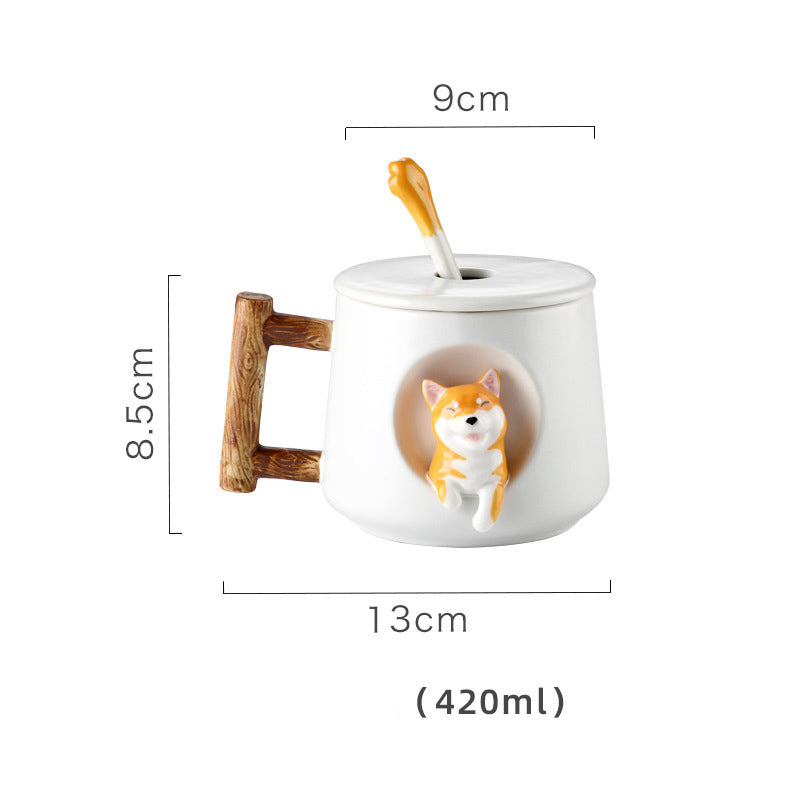 Cute Ceramic Mug with Lid & Spoon for Couples