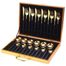 24pcs Gold Dinnerware Set Stainless Steel Tableware Set Knife Fork Spoon Luxury Cutlery Set Gift Box